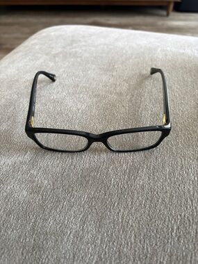 Coach Kids Black Rectangular Reading Glasses with Subtle Gold Accents